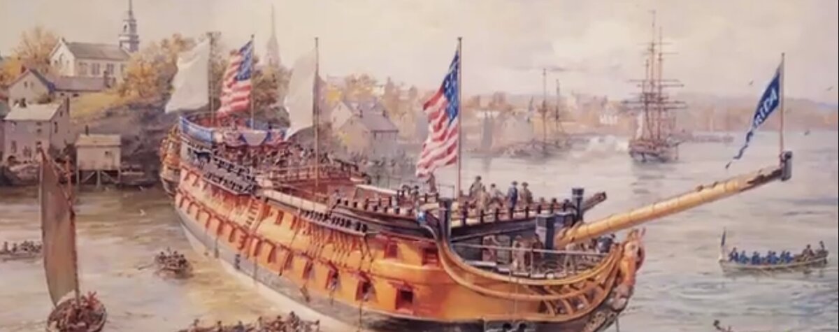 Спуск на воду 74-пушечного корабля «Америка», 1782 год. Картина