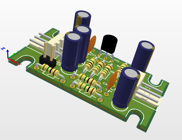 Рисунок 2 – Трехмерный образ печатного узла микрофонного усилителя