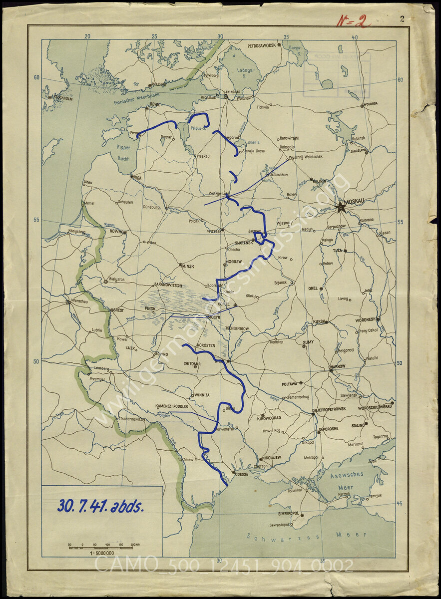 Карта обстановки на советско-германском фронте на 30 июля 1941 года.