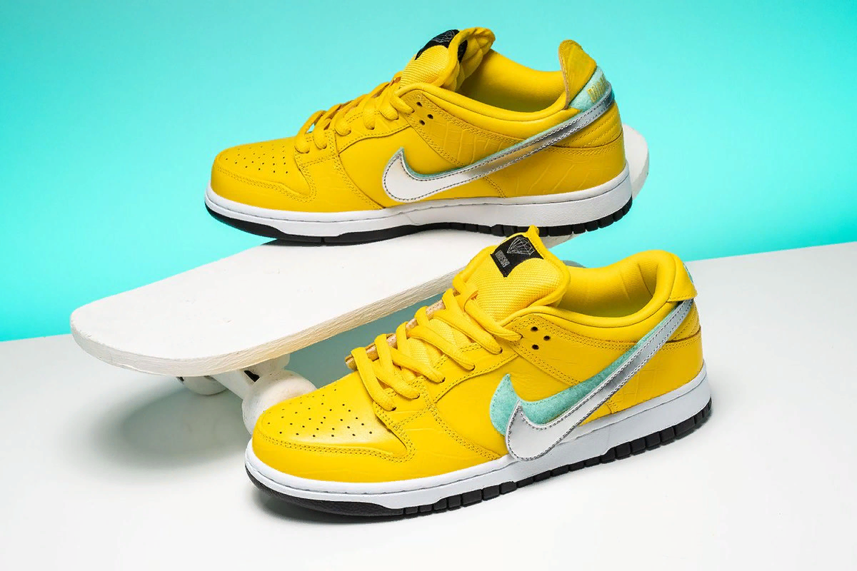 diamond supply co x nike sb dunk low canary outless