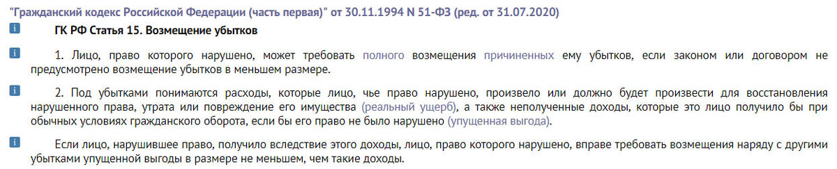                                                           Текст статьи 15 ГК РФ