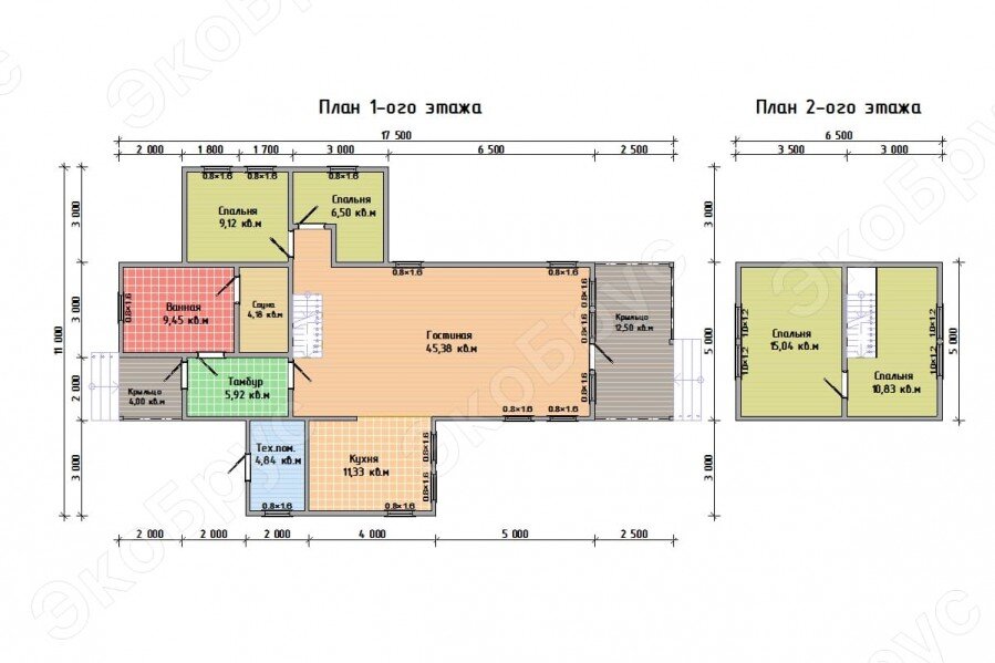 Рисунок 2. Планировка полутораэтажного дома Выборг Д-16