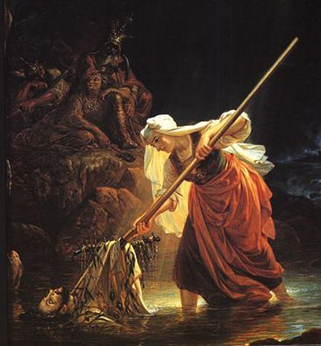 Манала, мать Лемминкяйнена собирает останки сына, для его воскрешения с помощью Укко.