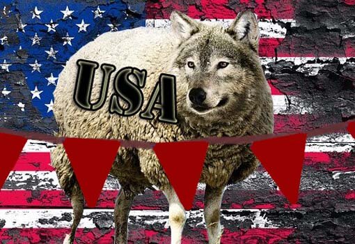 Кремль обставил Вашингтон "красными флажками", как охотник волка. Коллаж автора