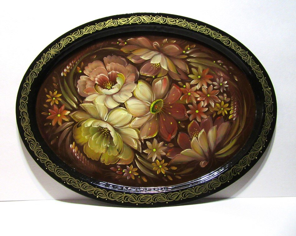 Поднос под ретро. 35*23 см. Масло., лак. металл.