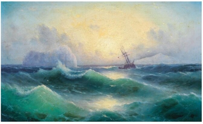 Григорий Иванович Капустин (1865-1925). Бурное море с айсбергом.