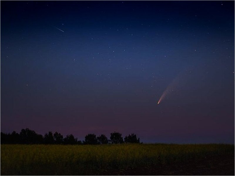 Когда можно увидеть комету в москве. Комета 1990. Комета над Липецком 2020. Комета в 2020 году в июле. Небо над Брянском в июне Спутник.