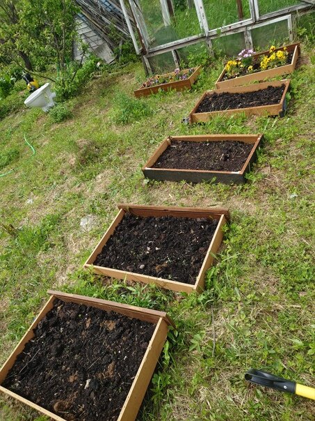 Грядки под цветы из ящиков 