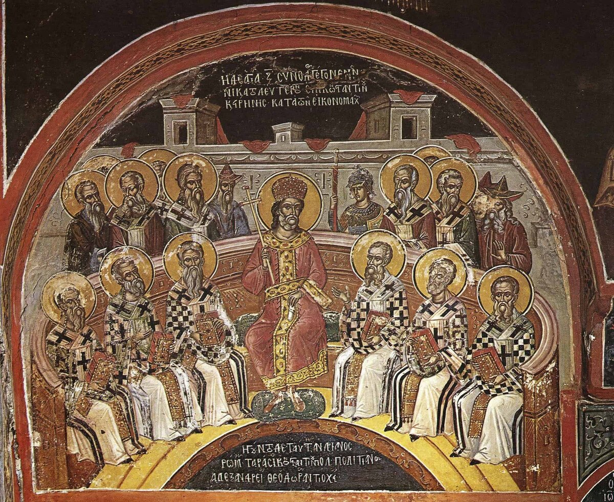 Вселенские соборы Седьмой Вселенский собор; Греция; XVI в.; мастер: Феофан Критский; местонахождение: Греция. Афон, монастырь Ставроник