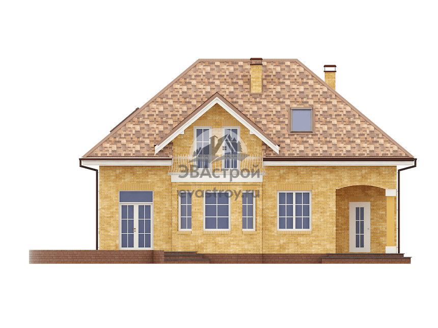 Проект дома 175 м2 с мансардой, балконом, эркером и крыльцом в Европейском стиле - 106-54