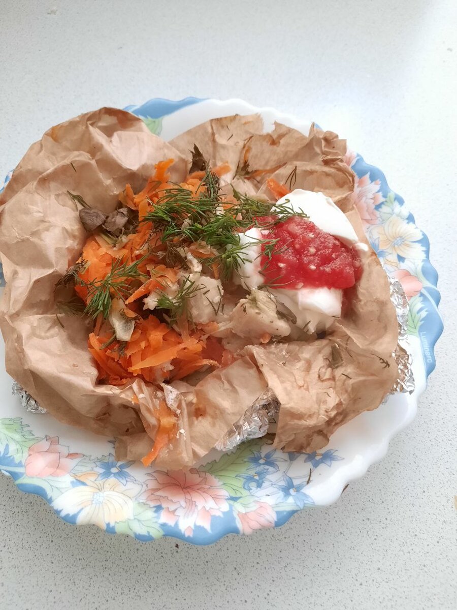 Курочка с овощами в фольге