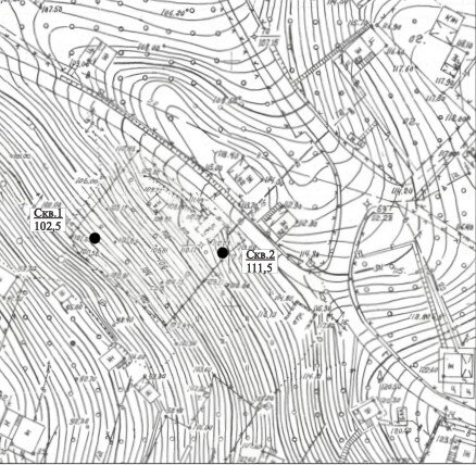 фото топосъемка нашего участка, с указанием мест бурения скважины