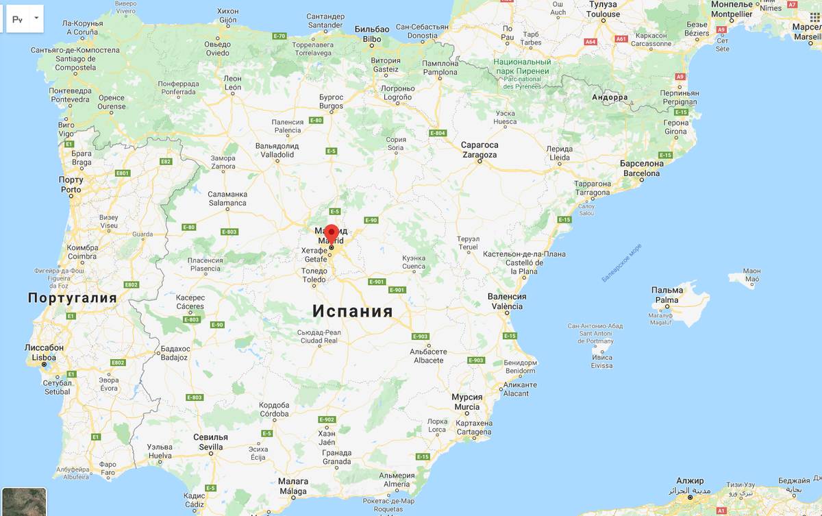 Мадрид находится практически в центре Испании