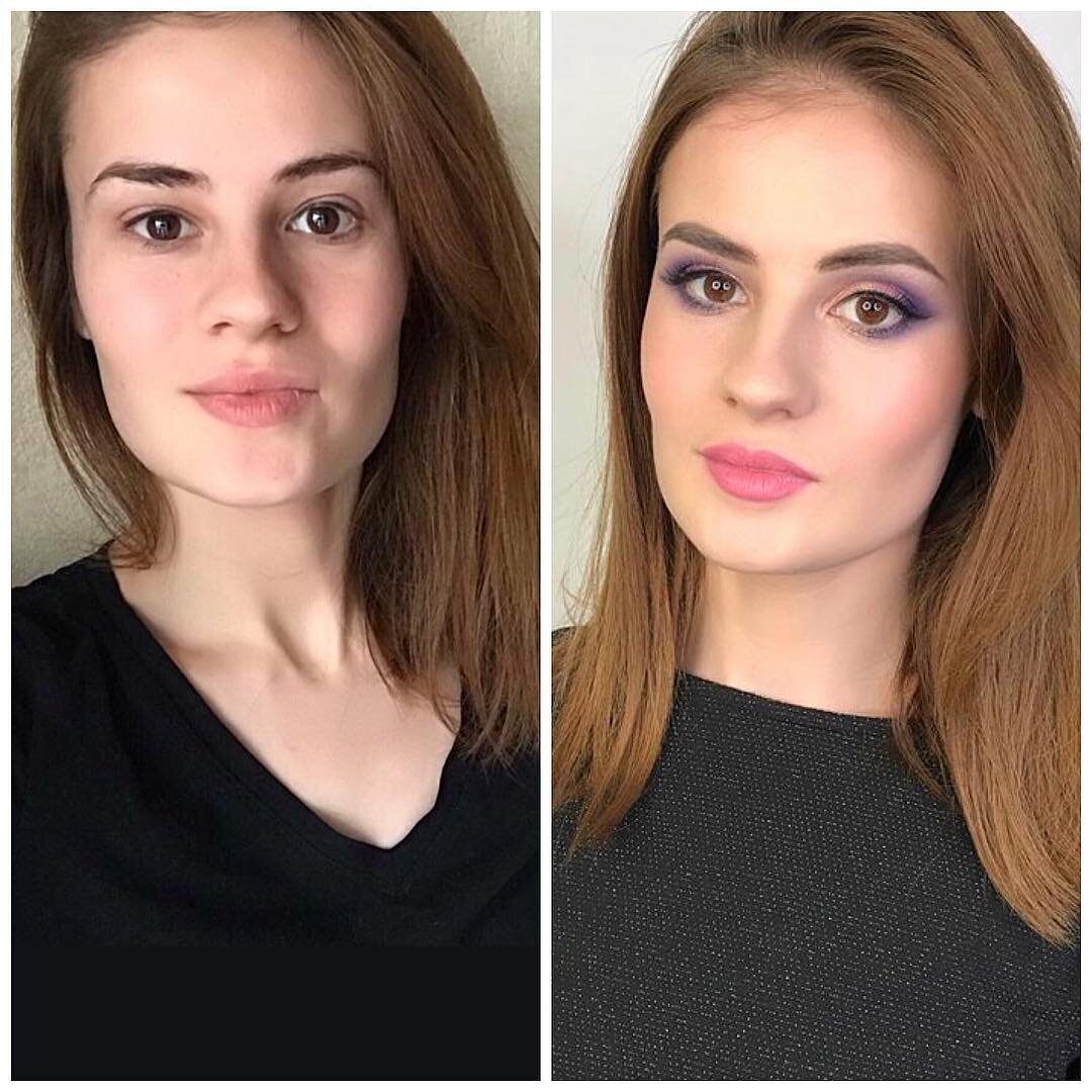 Вечерний макияж до\после