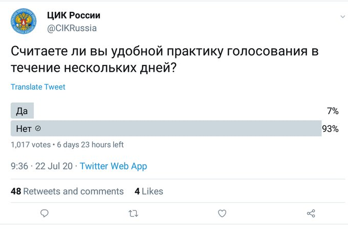 Скриншот из аккаунта ЦИК