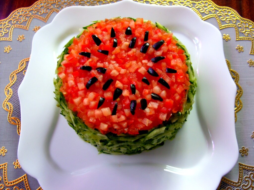 Салат в виде арбуза рецепт с фото