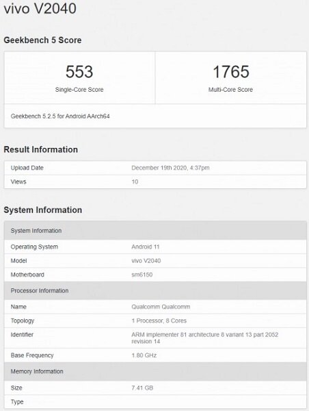 Смартфон Vivo V20 (2021): 8-ядерный процессор Snapdragon 675 и 8 ГБ ...