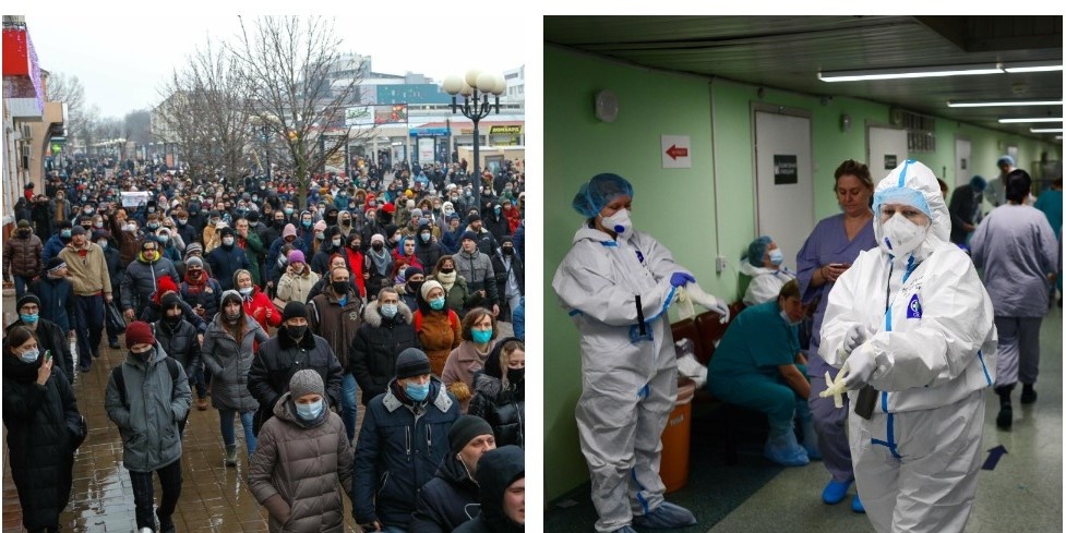 Коллаж автора. Источник: https://www.go31.ru/news/3002878/protestnyj-miting-v-belgorode-fotoreportaz https://m.crimea.ria.ru/society/20200526/1118318421/Rossiya-segodnya-zapuskaet-vsenarodnuyu-aktsiyu-v-podderzhku-vrachey.html