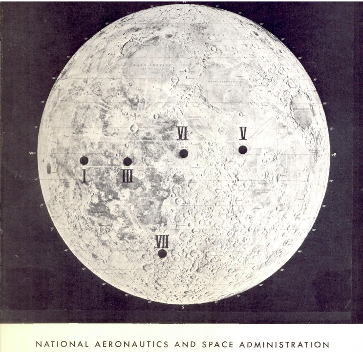 В этих местах, по мнению NASA, прилунялись АМС Surveyour с уголковыми лазерными отражателями в 1969 году