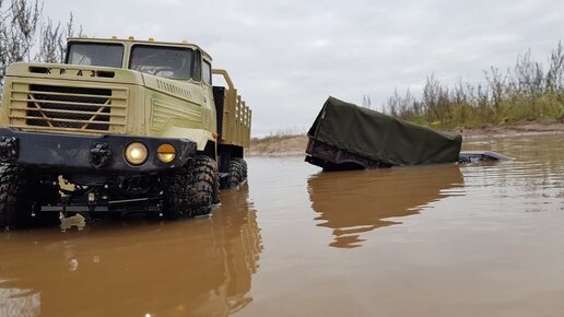 Краз вытаскивает Шишигу ... Утопили Газ-66 по самую крышу. Offroad 4x4