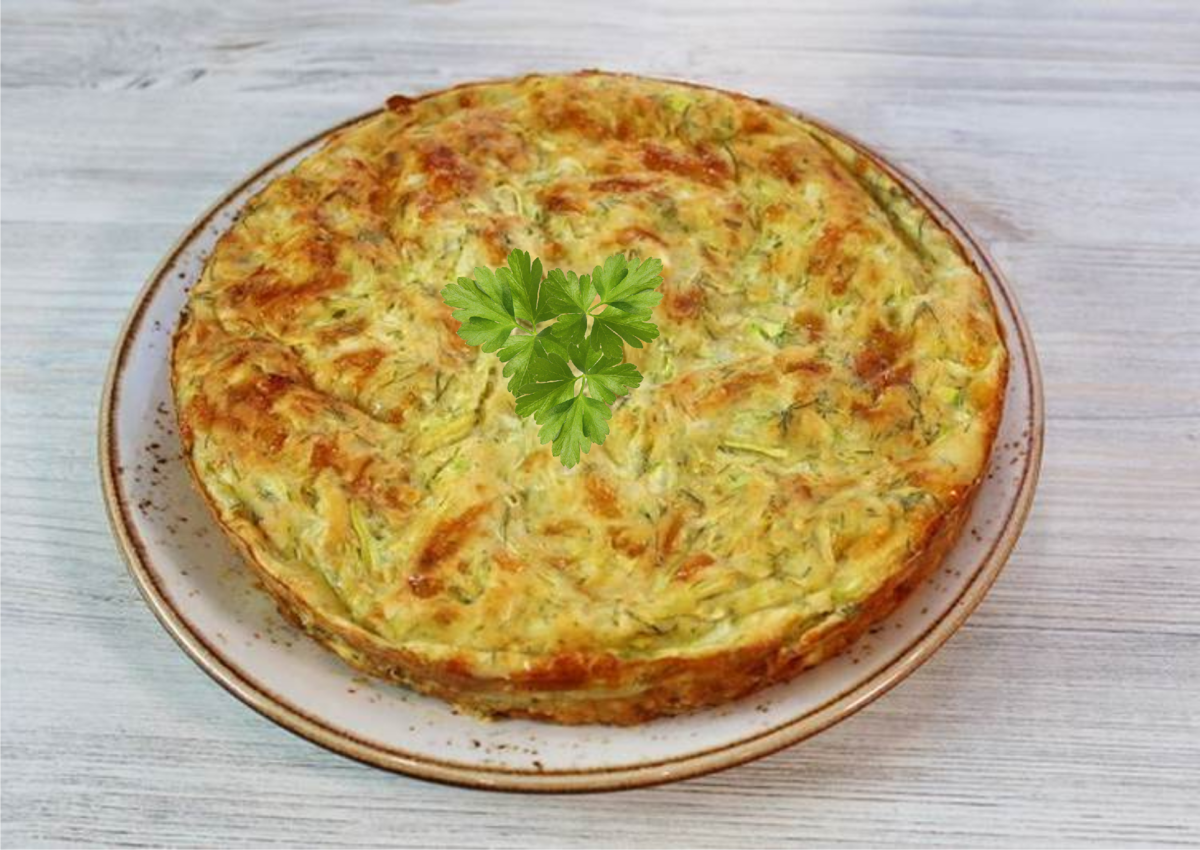 Заливной пирог с курицей и кабачком