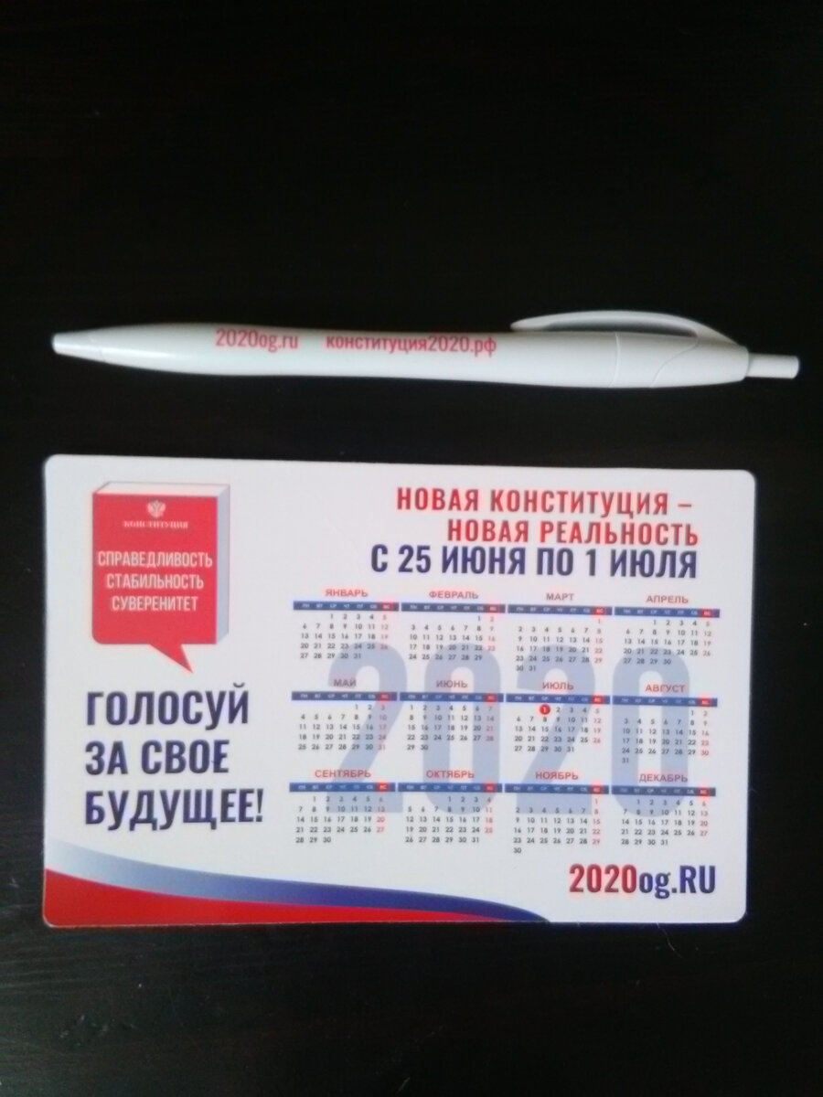 ручка с символикой голосуй за своё будущее и календарик - магнит 