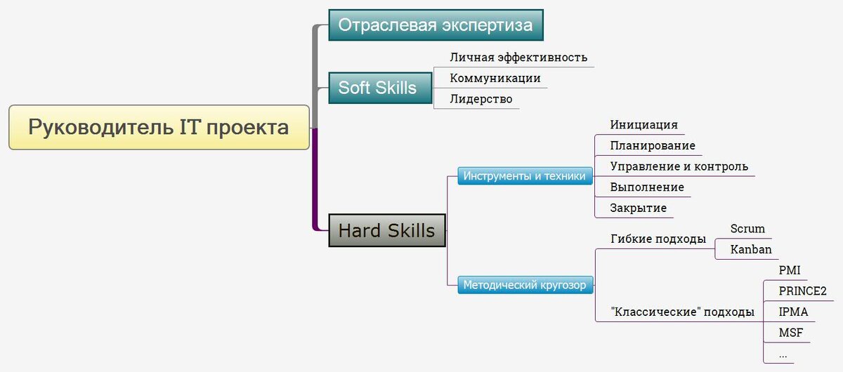 Паук компетенций Руководителя Проекта
