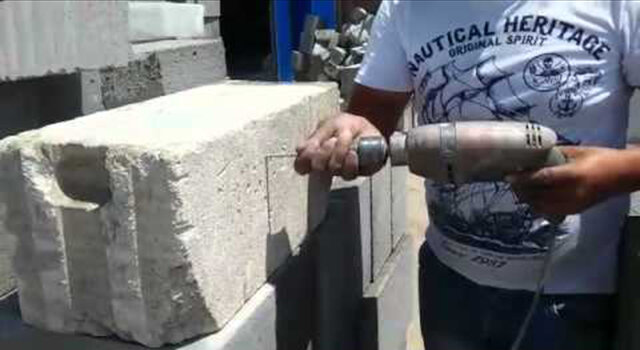 Сверление пеноблока (фото из сети).