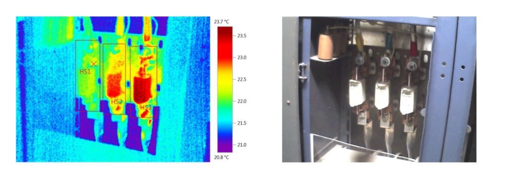 Выявлен нагрев предохранителей  и контактных соединений в ВРУ .