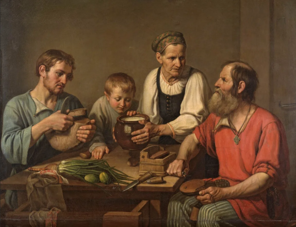 Ф. Г. Солнцев "Крестьянская семья за обедом"
