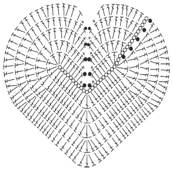 Вязать крючком сердце схема