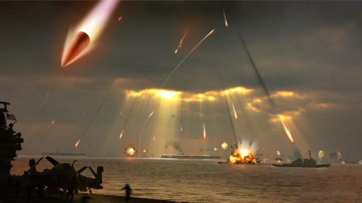 Изображение китайских ракет, атакующих ВМС США. Изображение: китайский Интернет.