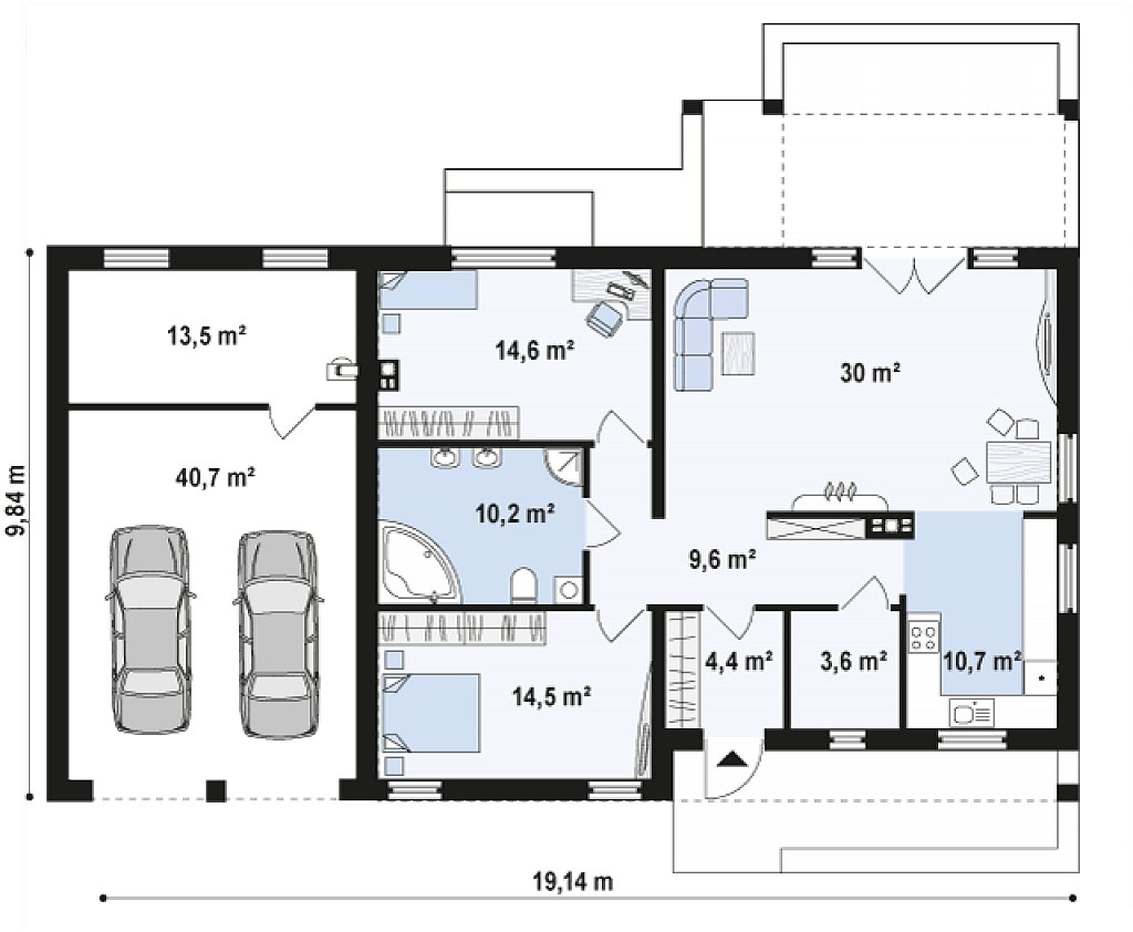 House Project A-101 (2/6) 2022-04-16 House project with an attic 8x9m area of 10