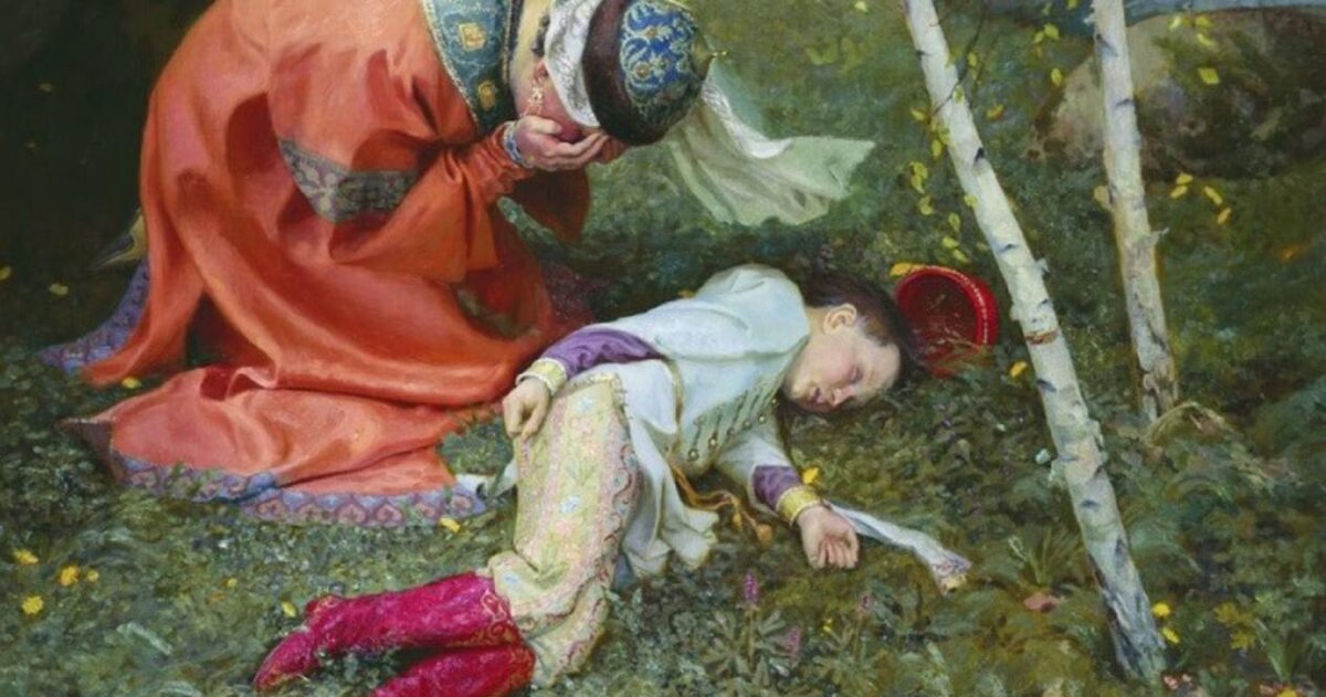 Сергей Блинков "Царевич Дмитрий", 2005. На мой взгляд, картина хороша тем, что повествует не о том, как погиб мальчик - убит или самоубился, - а о горе матери.