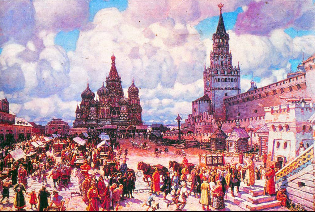 Московский кремль в средневековье. Васнецов красная площадь 17 века.