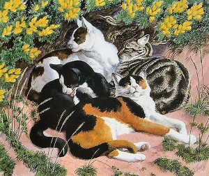 Картина из серии "Эти красивые кошки" Чарльза Танниклиффа с сайта http://www.catgallery.ru/