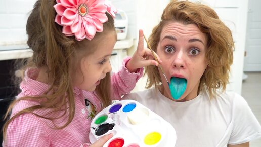 Kids pretend play colored paints, a magic toys