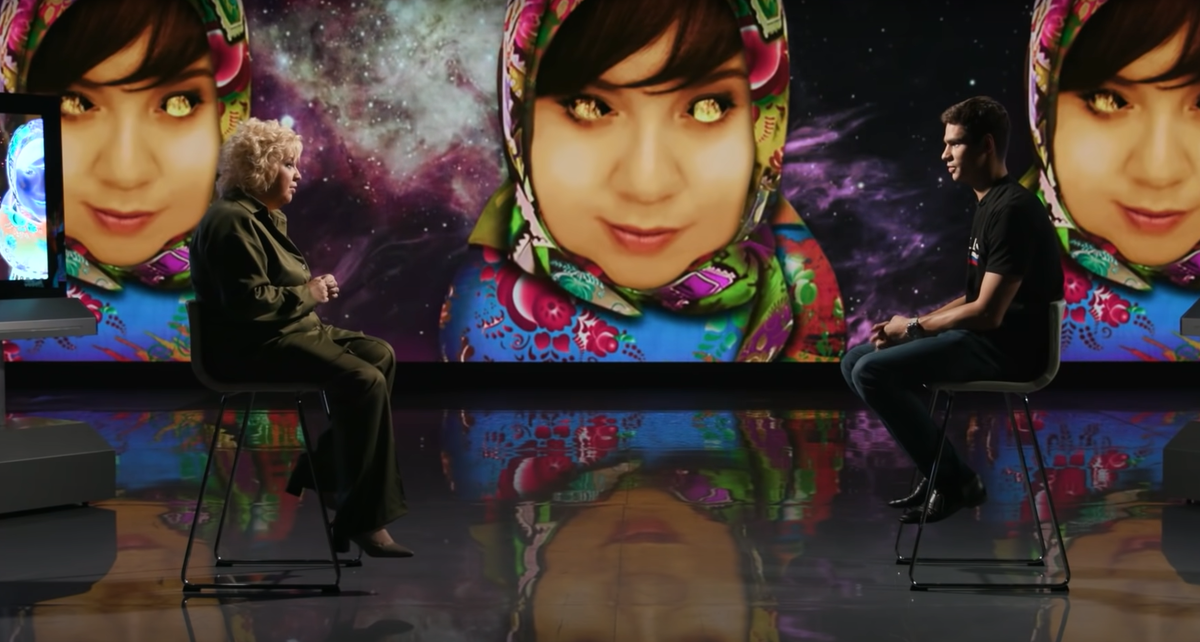 Алёна Жигалова и Евгений Рылов. Кадр из шоу "Алёна, блин!"