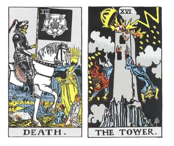 Старшие Арканы Смерть и Башня. Колода А. Уэйта