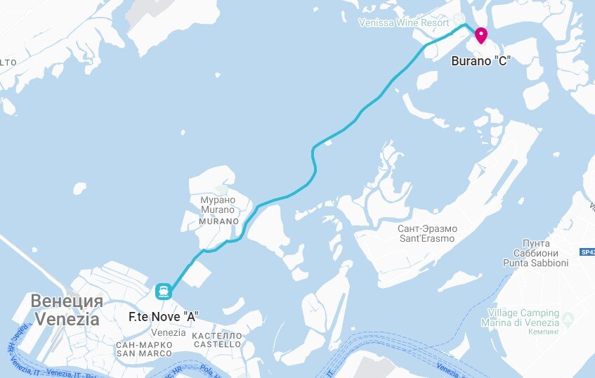 Маршрут до острова Бурано