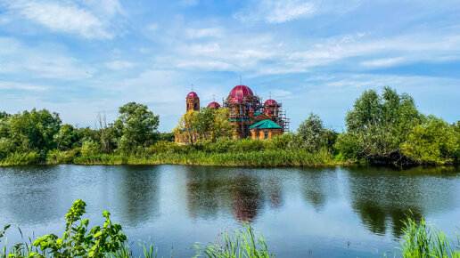 Село Грязновка Липецкой области. Пруды и храм который восстанавливают