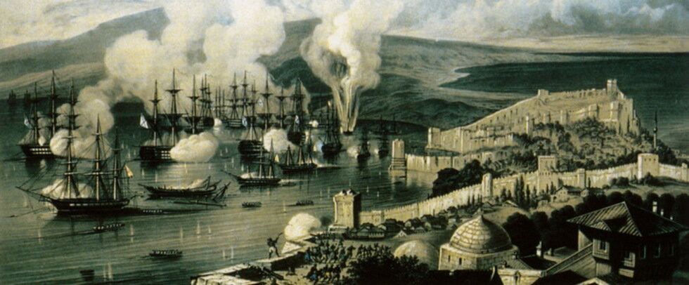 Синопская битва. Художник Алексей Петрович Боголюбов.