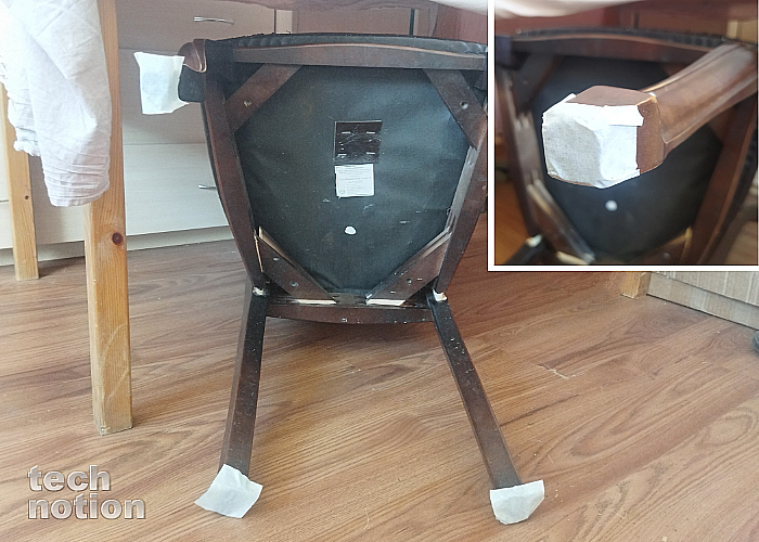 Бумажный скотч на ножках стульев и больше пол не царапается / Изображение дзен-канал technotion