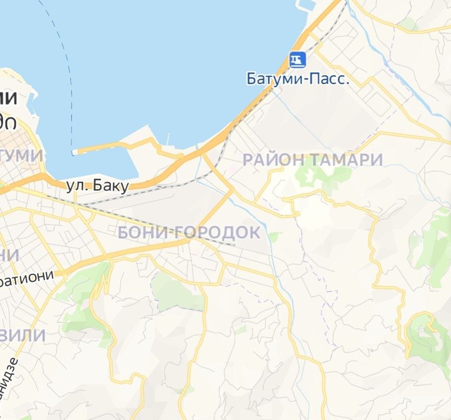 Район Тамари на карте Батуми.

