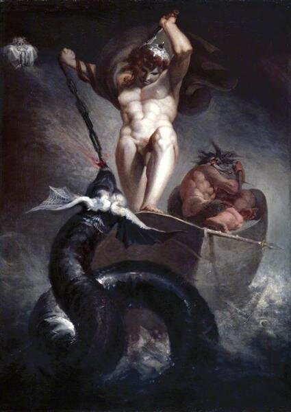 Тор бьет змея Мидгарда, 1790