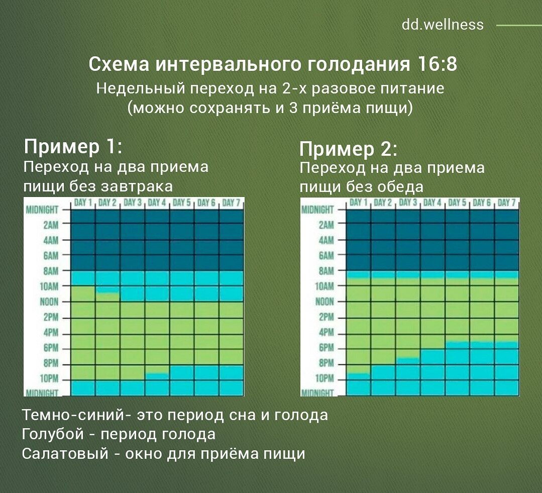 Схемы интервального голодания Схемы интервального голодания