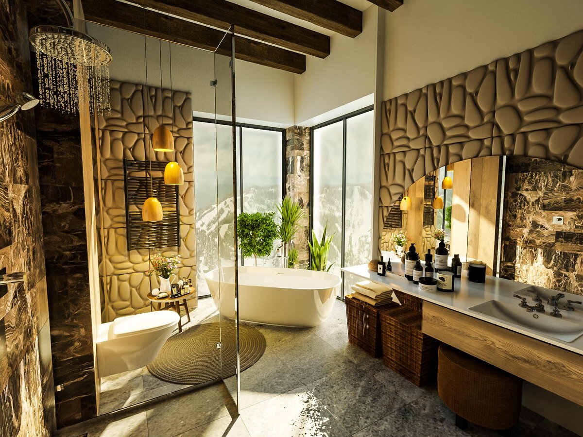 Ванная с применением ППУ панелей от Relieffo