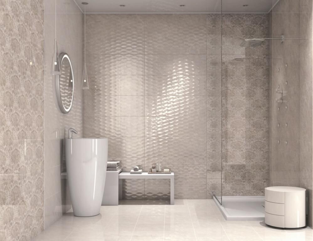 Светлая ванная под глянцевую плитку