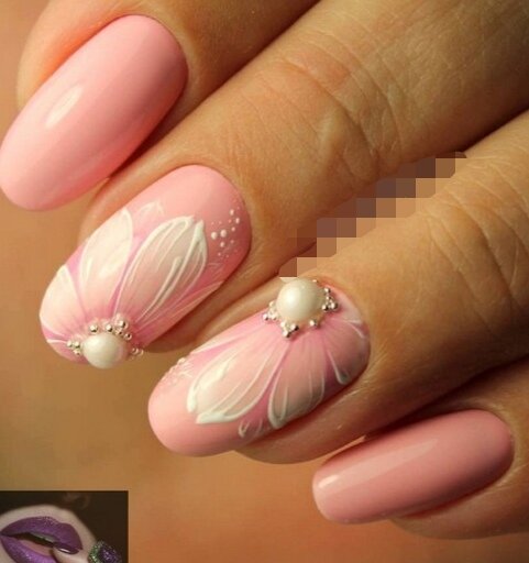 Лепестки цветка плюс жемчуг-очень нежное сочетание