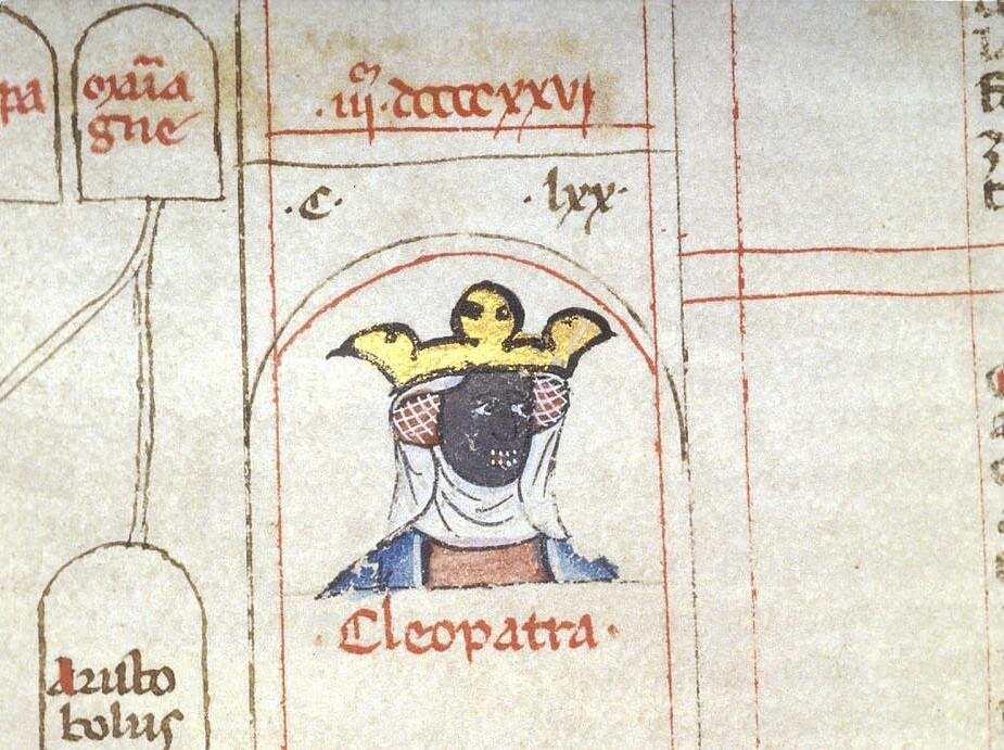 Портрет Клеопатры в исторической рукописи XV века.
